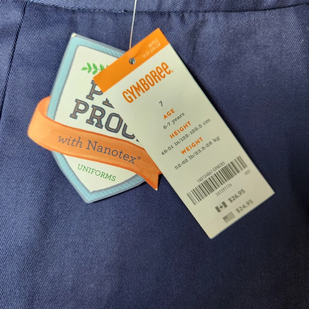 Gymboree Girls Navy Blue Play Proof‎ Twill School Uniform Skirt Size 7